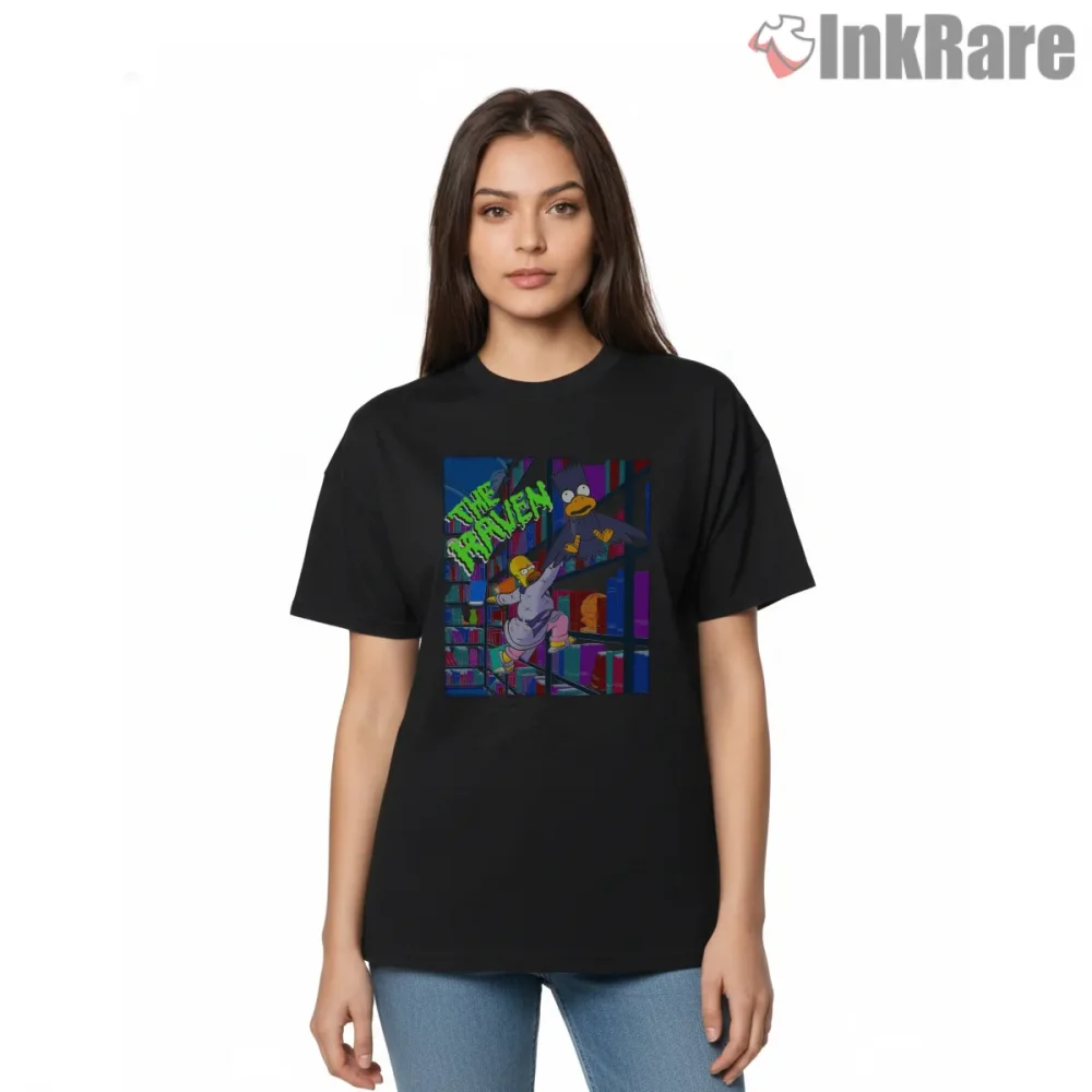 The Raven Treehouse Of Horror Gothic Simpsons Shirt on black short sleeve shirt for women graphic tee