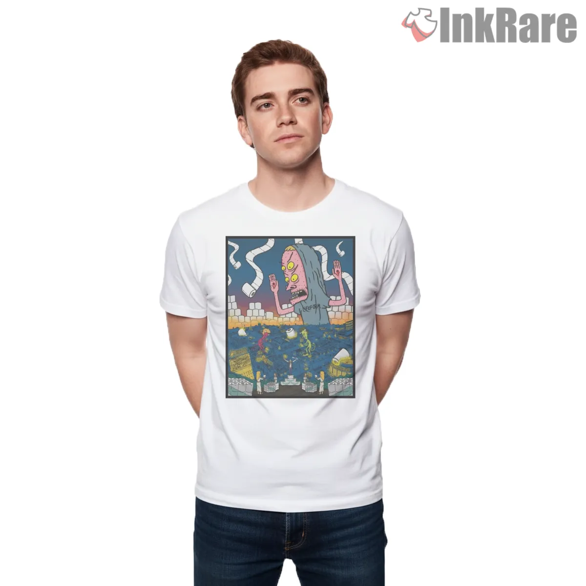 The Resurrection Of Cornholio Surreal Album Art Shirt on white short sleeve shirt for men graphic tee