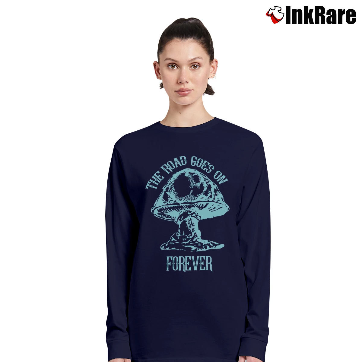 Women’s The Road Goes On Forever Mushroom Long-Sleeve Top in navy | Sleek, Versatile, All-Season