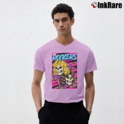 Men’s The Rockers Wrestling Team V-Neck Tee in light pink | Sharp, Breathable, Everyday Staple