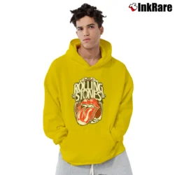 Men’s The Rolling Stones 1978 Tongue for Rock Fans Pullover Hoodie in yellow | Cozy, Durable, Modern Fit