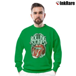 Men’s The Rolling Stones 1978 Tongue for Rock Fans Crewneck Sweatshirt in irish green | Cozy Fabric, Clean Style
