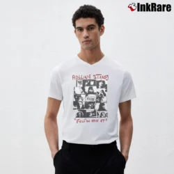 Men’s The Rolling Stones Exile on Main St for Rock Fans V-Neck Tee in white | Sharp, Breathable, Everyday Staple