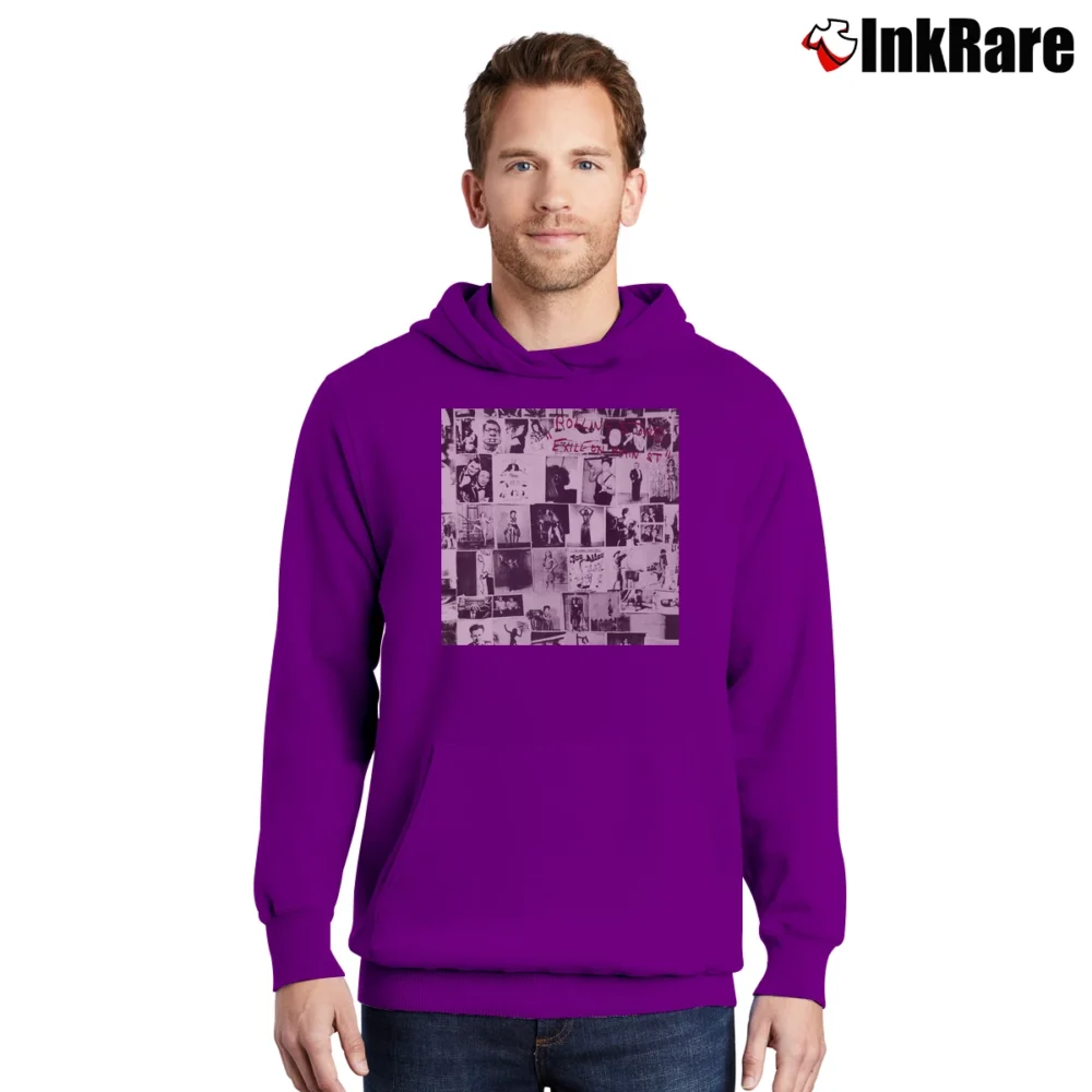 Men’s The Rolling Stones Exile On Main Street for Rock Fans Pullover Hoodie in purple | Cozy, Durable, Modern Fit