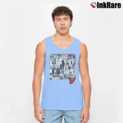 Men’s The Rolling Stones Exile On Main Street Tongue Tank Top in light blue | Breathable, Active-Friendly Design