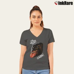 Women’s The Rolling Stones Grrr Legends Of Rock V-Neck Tee in charcoal | Chic Neckline, Soft Texture