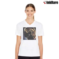 Women’s The Rolling Stones Hot Rocks 1964 1971 for Classic Album Lovers V-Neck Tee in white | Chic Neckline, Soft Texture