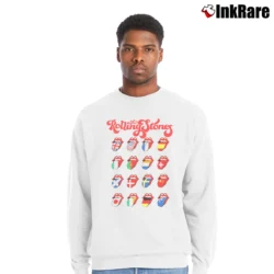 Men’s The Rolling Stones Lick The Flag International Tour 2019 Crewneck Sweatshirt in white | Cozy Fabric, Clean Style