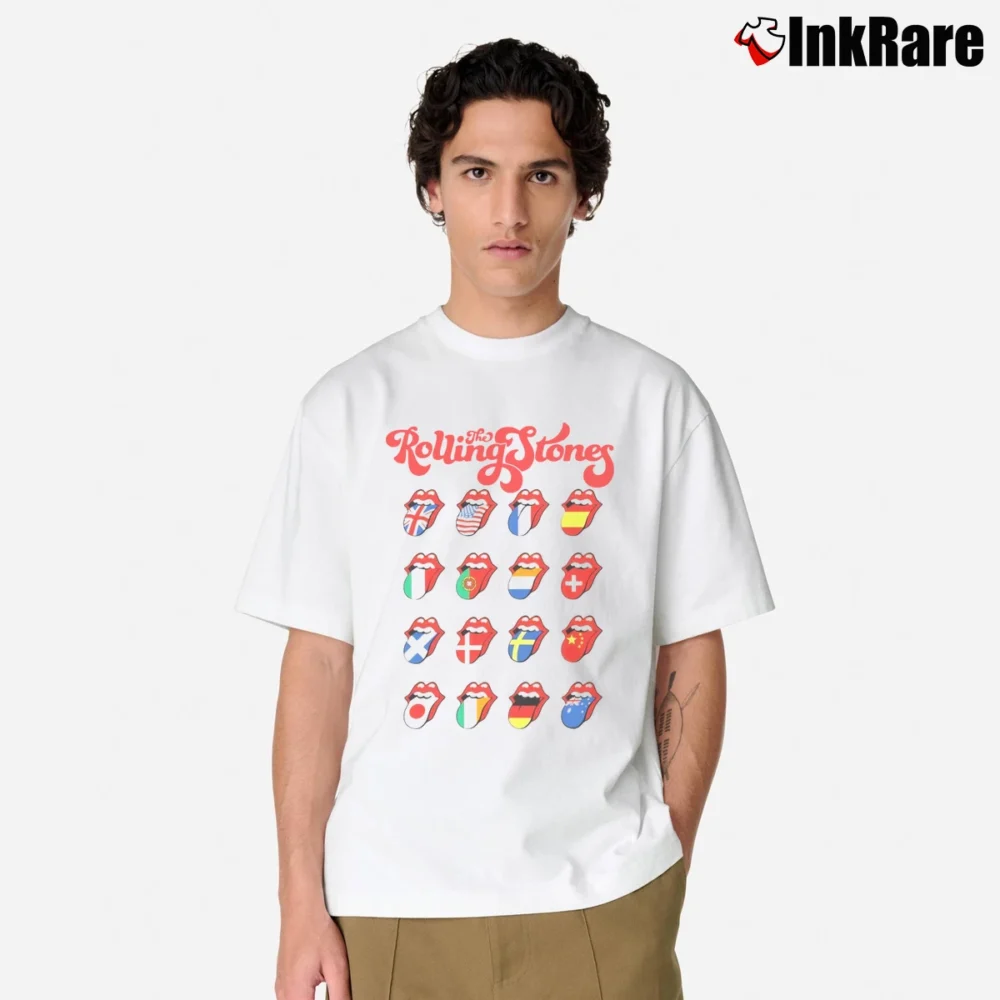 Men’s The Rolling Stones Lick The Flag International Tour 2019 Classic T-Shirt in white | Soft, Breathable Everyday Wear