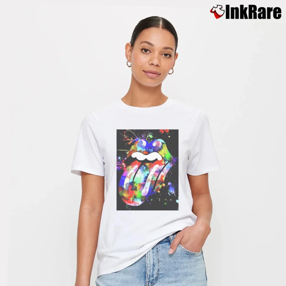 Women’s The Rolling Stones Logo Grunge Signature T-Shirt in white | Soft, Flattering Fit