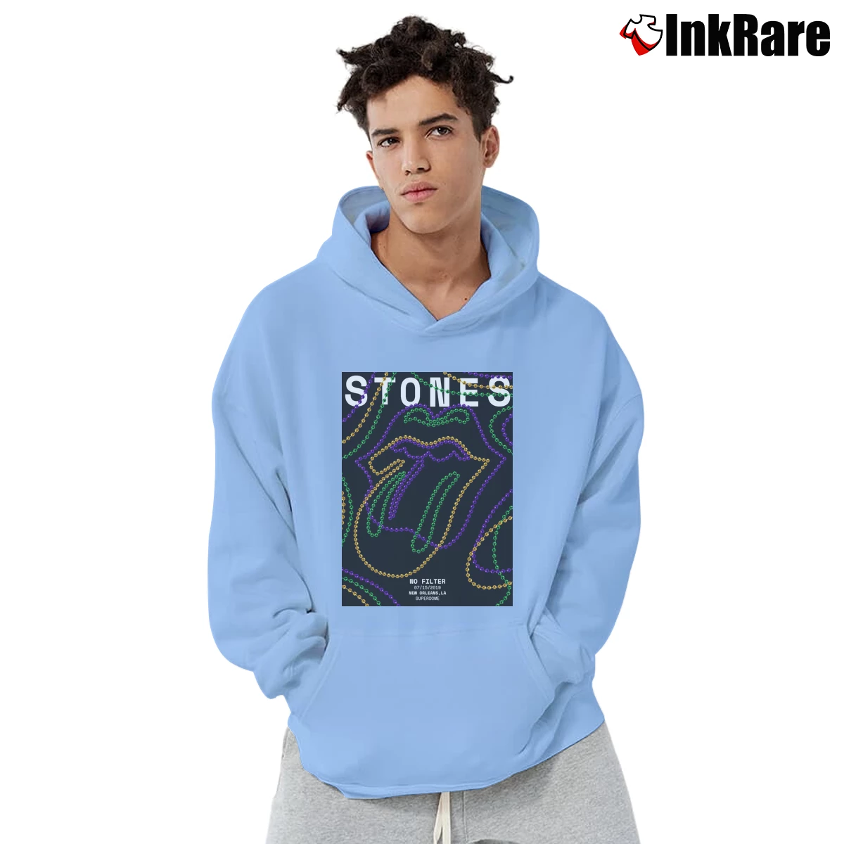 Men’s The Rolling Stones No Filter Album New Orleans La Pullover Hoodie in light blue | Cozy, Durable, Modern Fit
