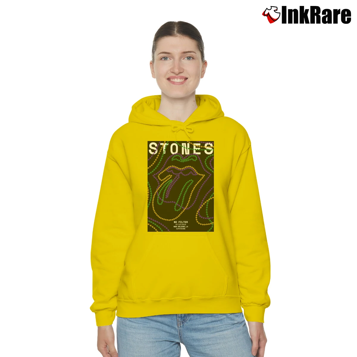 Women’s The Rolling Stones No Filter Album New Orleans La Cozy Hoodie in yellow | Warm, Structured, Stylish