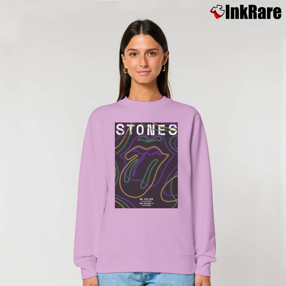 Women’s The Rolling Stones No Filter Album New Orleans La Relaxed Sweatshirt in light pink | Soft, Laid-Back Vibe