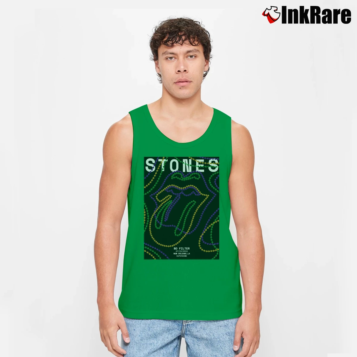 Men’s The Rolling Stones No Filter Album New Orleans La Tank Top in irish green | Breathable, Active-Friendly Design