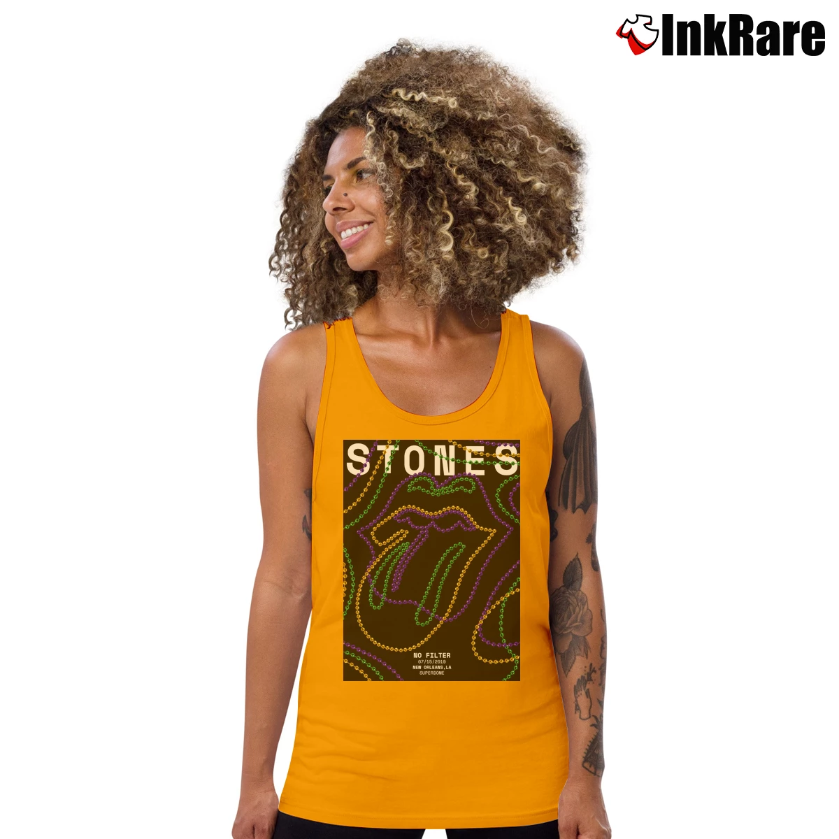 Women’s The Rolling Stones No Filter Album New Orleans La Tank Top in orange | Lightweight, Movement-Friendly