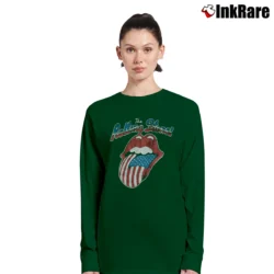 Women’s The Rolling Stones North American Rock Concert Tour 80s Classic Band Long-Sleeve Top in forest green | Sleek, Versatile, All-Season