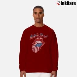 Men’s The Rolling Stones North American Rock Concert Tour 80s Classic Band Long-Sleeve Shirt in maroon | Sleek, Lightweight, Year-Round Wear