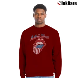 Men’s The Rolling Stones North American Rock Concert Tour 80s Classic Band Crewneck Sweatshirt in maroon | Cozy Fabric, Clean Style