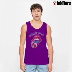 Men’s The Rolling Stones North American Rock Concert Tour 80s Classic Band Tank Top in purple | Breathable, Active-Friendly Design