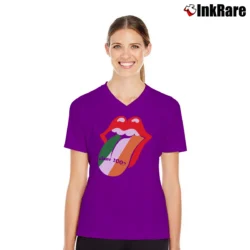 Women’s The Rolling Stones Slane Castle 2007 Ireland V-Neck Tee in purple | Chic Neckline, Soft Texture