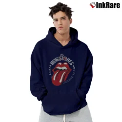 Men’s The Rolling Stones Tongue 50th Anniversary Classic Band Pullover Hoodie in navy | Cozy, Durable, Modern Fit