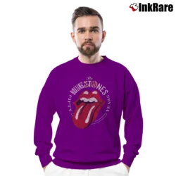 Men’s The Rolling Stones Tongue 50th Anniversary Classic Band Crewneck Sweatshirt in purple | Cozy Fabric, Clean Style
