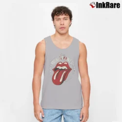 Men’s The Rolling Stones Tongue 50th Anniversary Classic Band Tank Top in sport grey | Breathable, Active-Friendly Design