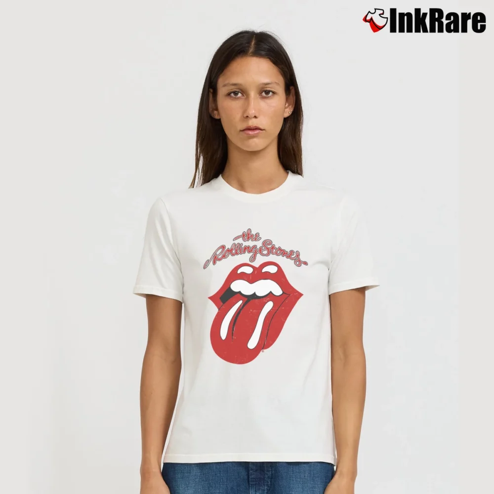 Women’s The Rolling Stones Tongue Signature T-Shirt in white | Soft, Flattering Fit