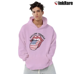 Men’s The Rolling Stones Usa Flag For Men Women Pullover Hoodie in light pink | Cozy, Durable, Modern Fit