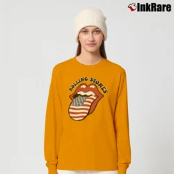 Women’s The Rolling Stones Usa Flag For Men Women Long-Sleeve Top in orange | Sleek, Versatile, All-Season