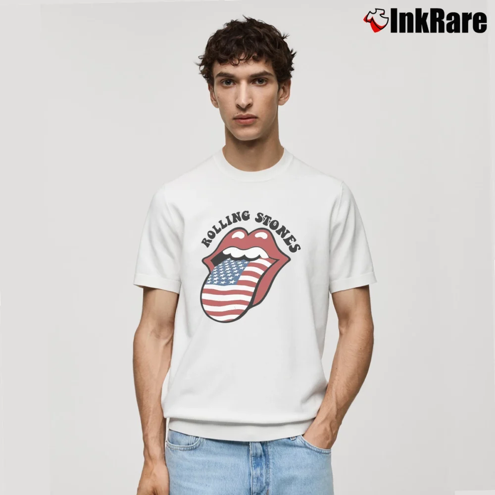 Men’s The Rolling Stones Usa Flag For Men Women Classic T-Shirt in white | Soft, Breathable Everyday Wear