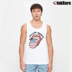 Men’s The Rolling Stones Usa Flag For Men Women Tank Top in white | Breathable, Active-Friendly Design