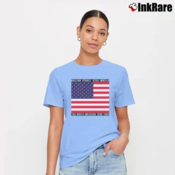 Women’s The Rolling Stones Usa Flag Steel Wheels The North American Tour 1989 Signature T-Shirt in light blue | Soft, Flattering Fit