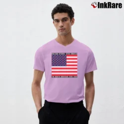 Men’s The Rolling Stones Usa Flag Steel Wheels The North American Tour 1989 V-Neck Tee in light pink | Sharp, Breathable, Everyday Staple