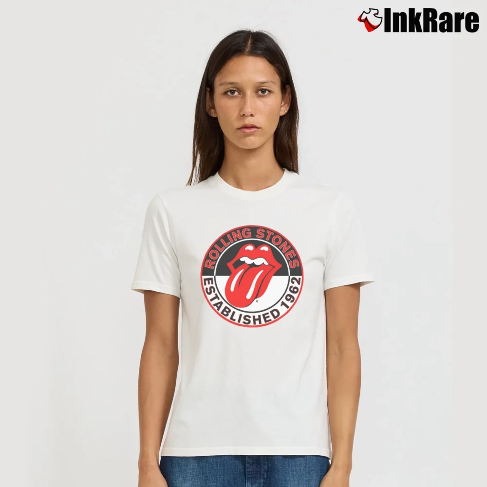 Women’s The Rolling Stones White Est 1962 Tongue Signature T-Shirt in white | Soft, Flattering Fit