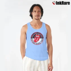 Men’s The Rolling Stones White Est 1962 Tongue Tank Top in light blue | Breathable, Active-Friendly Design