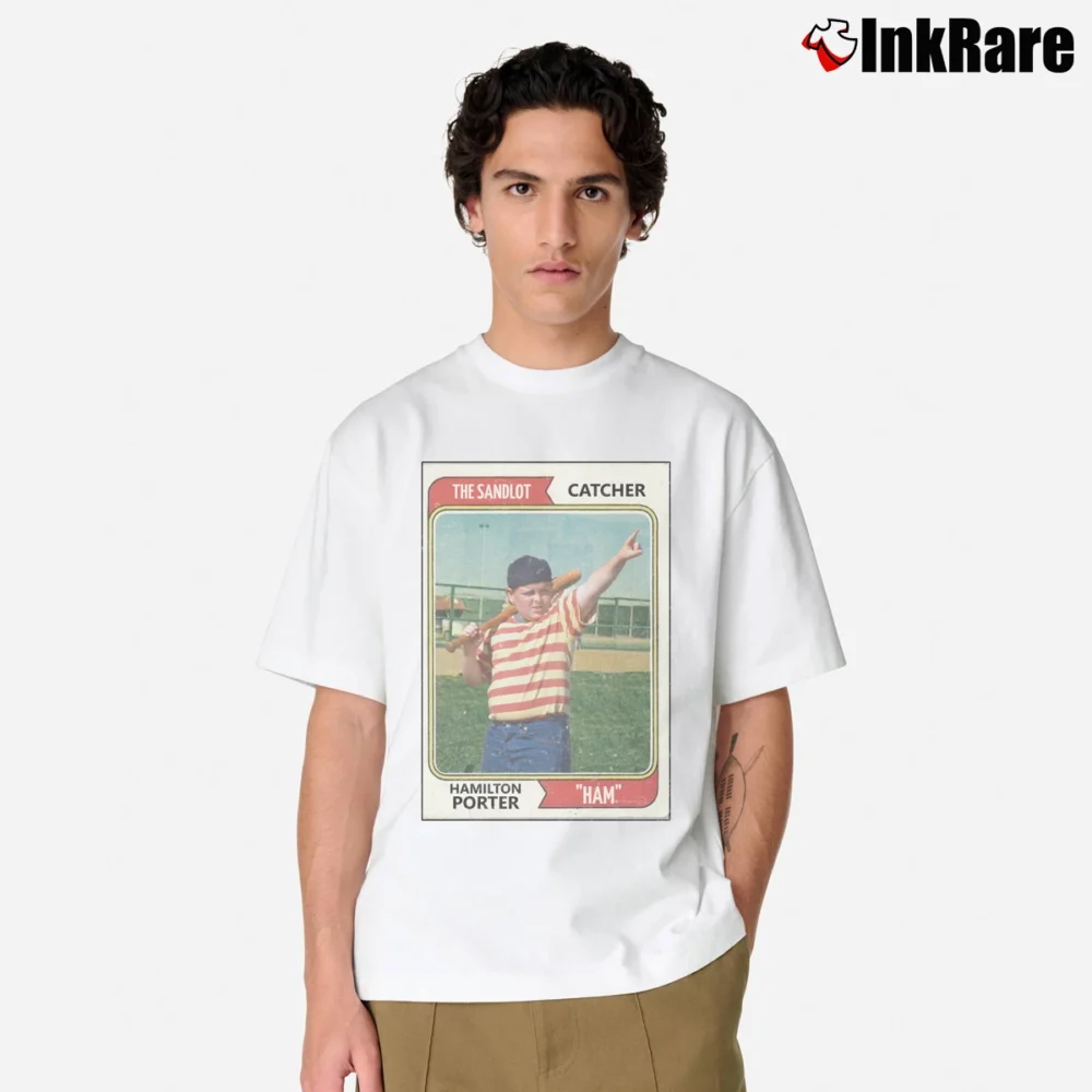 Men’s The Sandlot Ham Porter Baseball Card Classic T-Shirt in white | Soft, Breathable Everyday Wear