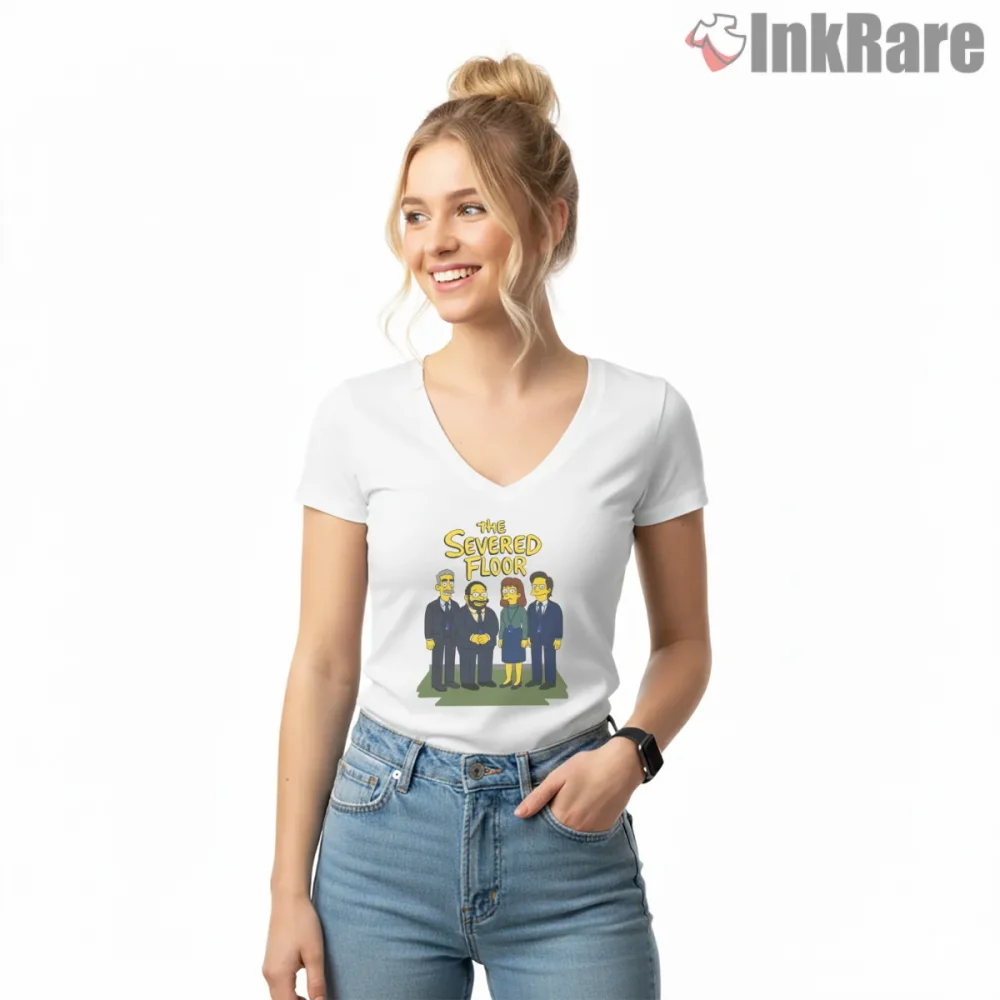 The Severed Floor Tv Drama Parody Simpsons Shirt on white v-neck shirt for women graphic tee