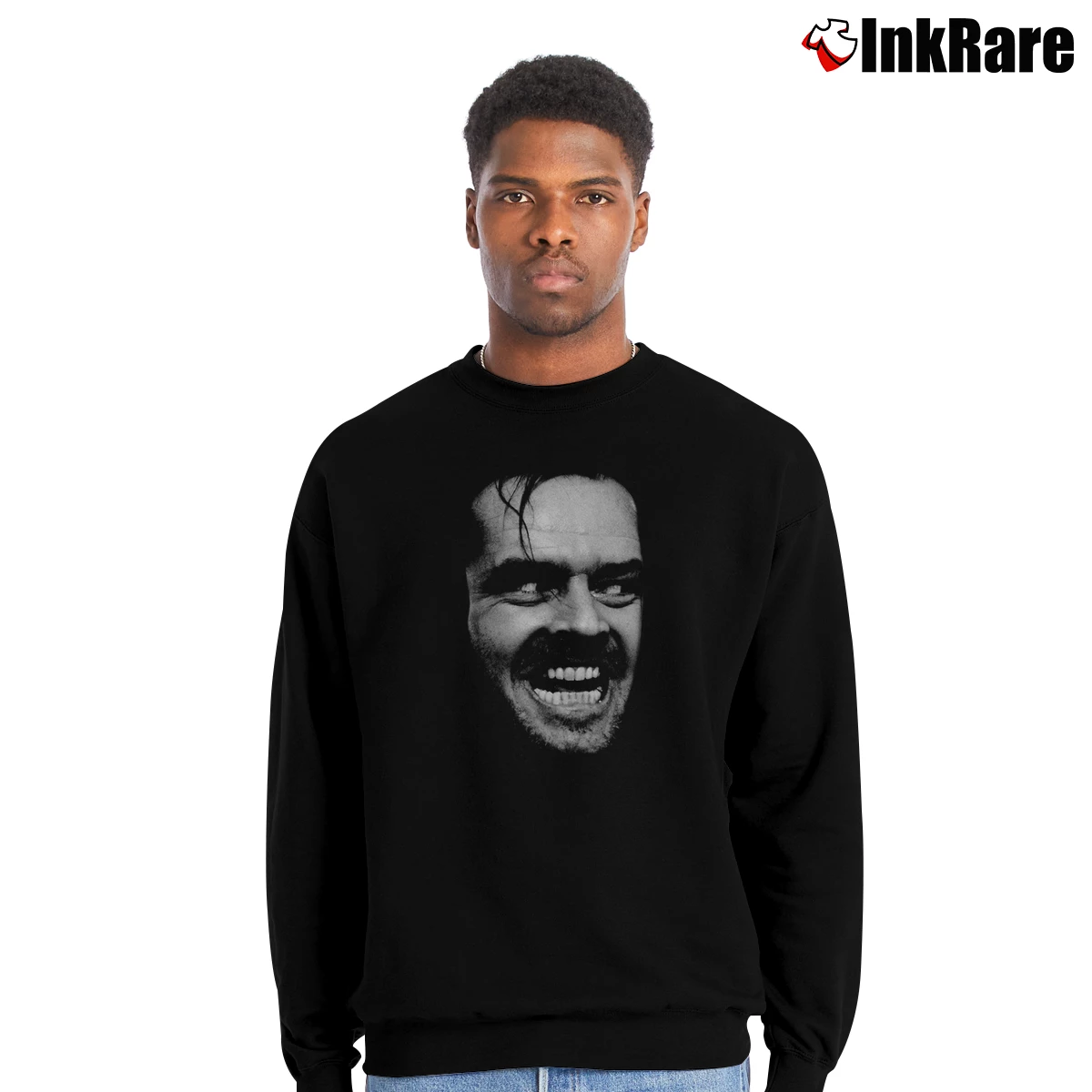 Men’s The Shining Here's Johnny Crewneck Sweatshirt in black | Cozy Fabric, Clean Style
