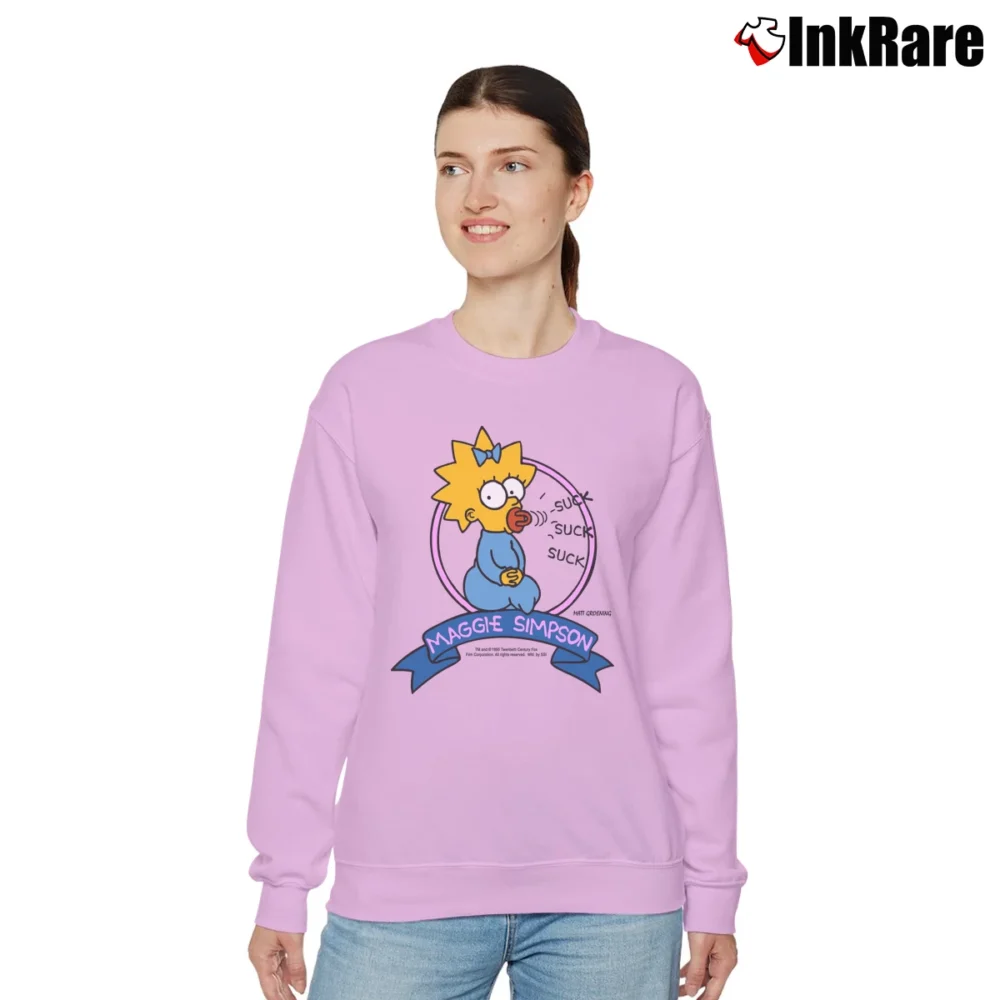 Women’s The Simpsons 90s Maggie Simpson Classic Relaxed Sweatshirt in light pink | Soft, Laid-Back Vibe