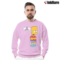Men’s The Simpsons Bart Eat My Shorts Crewneck Sweatshirt in light pink | Cozy Fabric, Clean Style