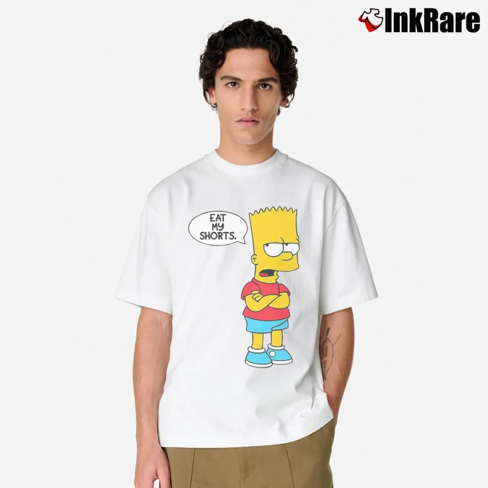 Men’s The Simpsons Bart Eat My Shorts Classic T-Shirt in white | Soft, Breathable Everyday Wear