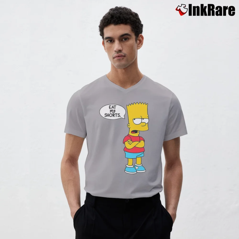Men’s The Simpsons Bart Eat My Shorts V-Neck Tee in sport grey | Sharp, Breathable, Everyday Staple