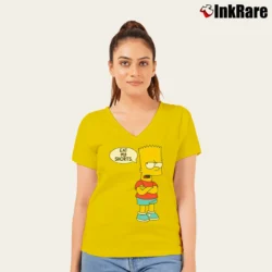 Women’s The Simpsons Bart Eat My Shorts V-Neck Tee in yellow | Chic Neckline, Soft Texture