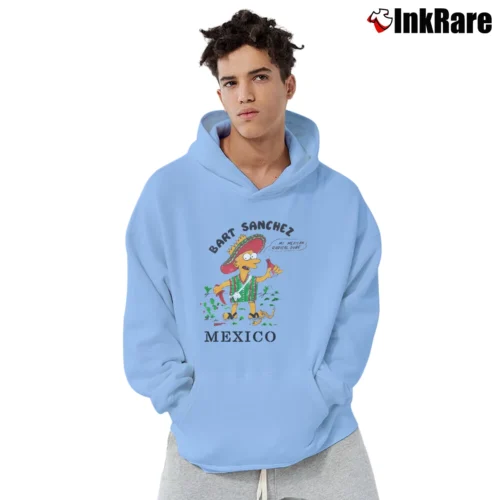 The Simpsons Bart Sanchez Radical Dude Men’s Pullover Hoodie in light blue – Ultimate Warmth Men’s The Simpsons Bart Sanchez Radical Dude Pullover Hoodie in light blue | Cozy, Durable, Modern Fit