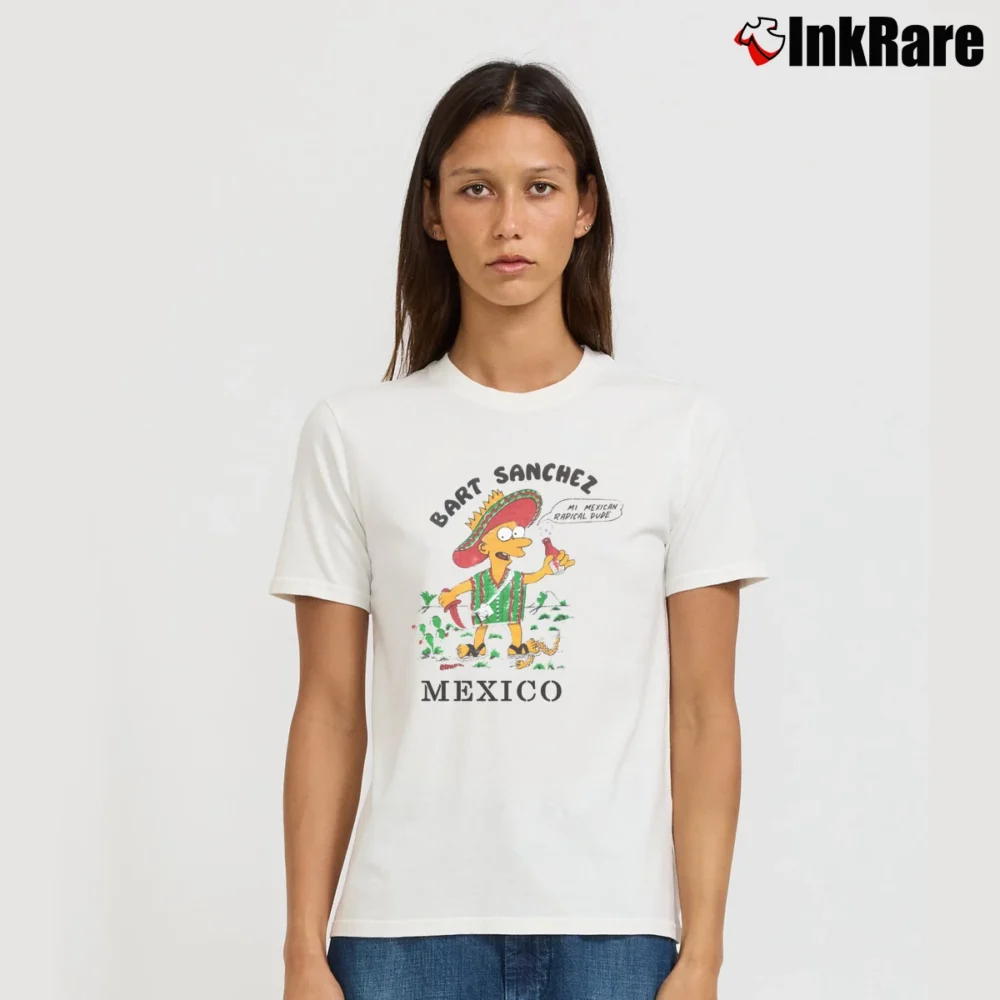Women’s The Simpsons Bart Sanchez Radical Dude Signature T-Shirt in white | Soft, Flattering Fit