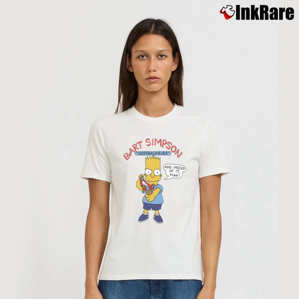 Women’s The Simpsons Bart Simpson Underachiever Signature T-Shirt in white | Soft, Flattering Fit