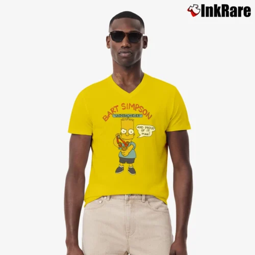 The Simpsons Bart Simpson Underachiever Men’s V-Neck Tee in yellow – Modern Essential Men’s The Simpsons Bart Simpson Underachiever V-Neck Tee in yellow | Sharp, Breathable, Everyday Staple