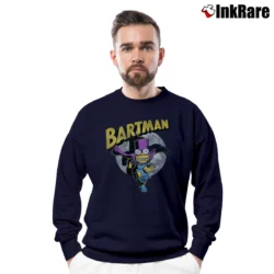 Men’s The Simpsons Bartman Nostalgic Design Cartoon Retro Crewneck Sweatshirt in navy | Cozy Fabric, Clean Style