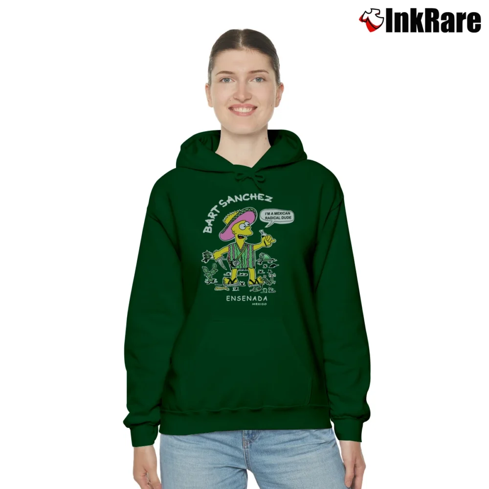 Women’s The Simpsons Bootleg Bart 1990s Bart Sanchez Ensenada Cozy Hoodie in forest green | Warm, Structured, Stylish